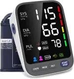 WAJ Blutdruckmessgerät, Blutdruckmessgerät Oberarm mit großer Manschette (22-42 cm) für zu Hause | Extra großes 6,4-Zoll-LED-Display | Arrhythmie-Erkennung | 2×120 Speicherplätze | Pulsmessung