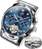 OLEVS Herren Uhren Wasserdicht Edelstahl Chronograph Uhren Luxus Weiß Leuchtende Uhr Großes Ziffe...
