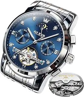 OLEVS Herren Uhren Wasserdicht Edelstahl Chronograph Uhren Luxus Weiß Leuchtende Uhr Großes Ziffe...