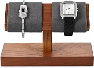 Oirlv Massivholz Doppel Uhrenständer,Uhrenhalter aus Holz,Watch Stand,Schmuckstä