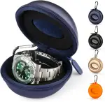 Uhrengehäuse Uhrenbox Organizer für Damen und Herren, Reise-Uhrenetui 1 Slot, Tragbare Einzeluhr-Aufbewahrungsbox - Für alle Armbanduhren & Smart Watch bis zu 50mm (Blau-1 Stück)