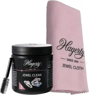 Hagerty Set Jewel Clean Schmucktauchbad + Jewel Cloth Schmuck Reinigungstuch für Edelsteine Gold Platin I Effektiver Schmuckreiniger & Poliertuch für Diamant Saphir Rubin I erneuerter Glanz & Pflege