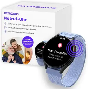 PATRONUS Notruf Uhr - für Senioren - Notfallarmband mit GPS & manuellem Notrufkn