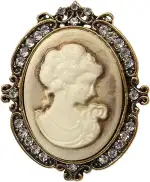 UncleS Elegantes Vintage-Broschen-Set mit antikem Gold-Finish, glitzernde Legierung, Kamee-Anstecknadel für Damen