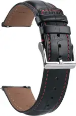 EACHE Uhrenarmband 18mm 19mm 20mm 22mm Leder Schwarz Krokodilmuster,Kroko Prägung Leder Uhrenarmband Vintage für Herren,Schnellverschluss Alligator Geprägtes Leder Uhrenarmbänder