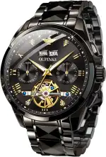 OLEVS Herrenuhren Automatik Skelett Mechanisch Selbstaufzug Luxus Diamant Saphirkristall Wasserdicht Wolframstahl Armbanduhr