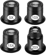 4 Stück Uhrmacherlupe 5x/10x/15x/20x Juwelierlupe Uhrmacher Auge Okula Augenlupe Schmuck Lupe Juw...