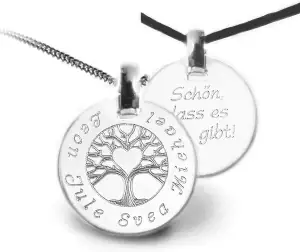 Personalisierte Lebensbaum Kette 925 Silber mit Gravur – Anhänger mit Kindername