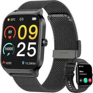 KALINCO Smartwatch Herren Damen, Blutdruckuhr mit Bluetooth-Telefonie, AI Fitnes