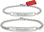 Personalisierte Armbänder — Valentinstag Partnerarmbänder mit Gravur — Freundschaftsarmbänder für Paare — Armband mit Wunschgravur — Pärchen Armband aus Edelstahl — Geschenk für Freund & Partner