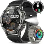 Militär Smartwatch Herren Fitnessuhr mit Telefonfunktion: Wasserdicht Fitness tracker uhr Armband...