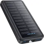 Power Bank USB C 26800mAh, Solar Powerbank PD 3.0A Schnellladung Externer Akku Wasserdichtes Sola...