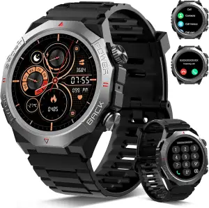 Militär Smartwatch Herren Damen, Smart Watch mitTelefonfunktion 1,39" Touchscree