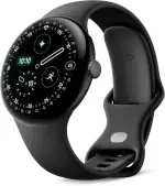 Google Pixel Watch 4 (45 mm) – Android-Smartwatch mit umfassendem Gesundheits- und Fitness-Tracking und Unterstützung von Gemini – Aluminiumgehäuse in Matte Black – Sportarmband in Obsidian – LTE