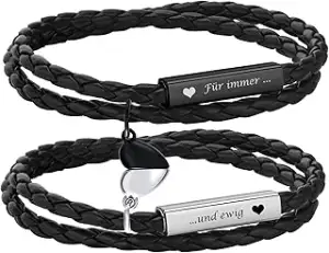 Personalisierte Partnerarmbänder mit Gravur - Lederarmband Herren Damen Pärchen 