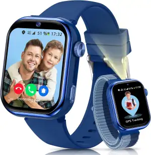 Smartwatch Kinder mit GPS und Telefon, Kinderuhr mit Videoanruf Voice Chat, Zwei