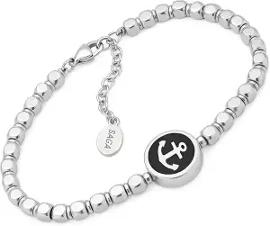 SAGA GIOIELLI® Armband Herren Quadrell Stahl Anker, 18 centimeters, Edelstahl