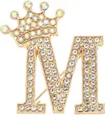 PATIKIL Brief Broschen Pins, Initial Strass Alphabet Brief Reversnadeln für Damenanzüge, Kleider, Mäntel, Kleidung, Handwerk,