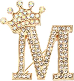 PATIKIL Brief Broschen Pins, Initial Strass Alphabet Brief Reversnadeln für Damenanzüge, Kleider, Mäntel, Kleidung, Handwerk,