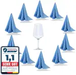 Premium 10er Set Blau Mikrofaser Gläserpoliertuch fusselfreies, streifenfreies, kratzerfreie Microfaser Glaspoliertuch für Spiegel und Hochglanzoberflächen ca 50-60cm Poliertücher