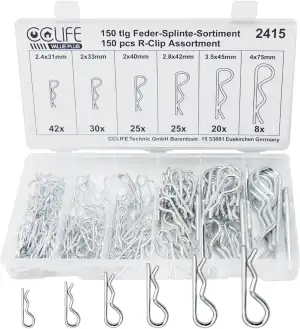 CCLIFE 150tlg Federstecker Federsplint Sortiment 2 - 4mm Verzinkt R Clips Federv