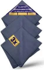 Brillenputztücher 3er Set – Mikrofaser Brillentuch 30x30cm in Optikerqualität – Reinigungstücher für Brillenreinigung, Display & Kamera