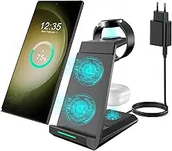 Induktive Ladestation für Samsung，ADADPU Kabelloses Ladegerät 3 in 1 Kompatibel 