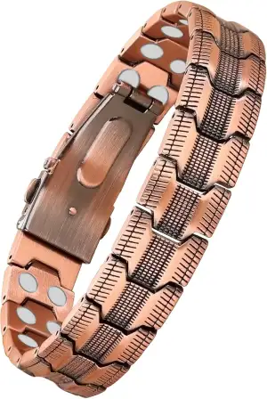 MagEnergy Kupferarmband für Männer, 99,99% reines Kupfer, doppelt starke Magnete, Magnetarmband mit Schmetterlingsverschluss, längenverstellbar inkl. Größenanpassungswerkzeug (Kupfer)