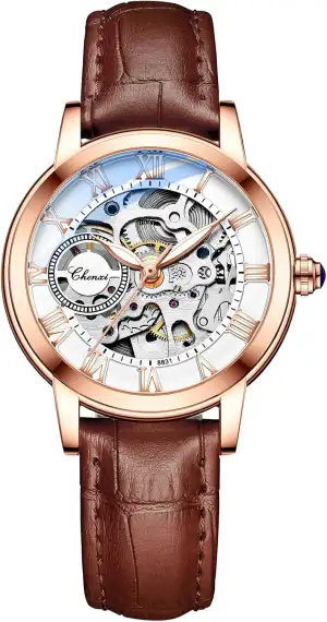 MASTOP Damen-Saphir-Uhren, automatisch, Steampunk, selbstaufziehend, mechanische