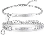 Geschenk für Paare-Armbänder für Paare, Puzzle Partnerarmband Set, Edelstahl mit Zirkon-Anhänger, Sterling Silber S925, Edelstahl, 21 cm, Geschenke zum Valentinstag für Freund und Freundin