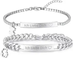 Geschenk für Paare-Armbänder für Paare, Puzzle Partnerarmband Set, Edelstahl mit
