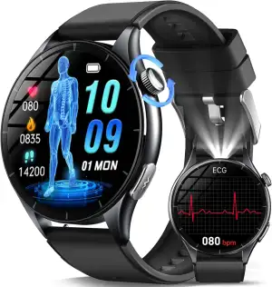 2026 Neu Smartwatch Herren mit EKG/ΒΙυtｚυcker/ΒΙutdruck/BMI/HRV/Harnsäure/LED-Li