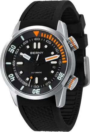 BERNY Herrenuhr Taucheruhr 20ATM Automatik Armbanduhr Saphirglas Komfortables Silikonarmband Super Leuchtend Herrenuhren