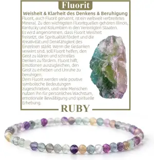 RUBY Perlenarmband Damen - Hochwertiges 4mm Edelstein Armband aus Facettierten E