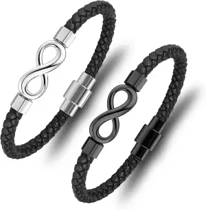 JSDDE Prächen Lederarmbänder Leder Armband Infinity Unendlichkeit Symbol Armreif