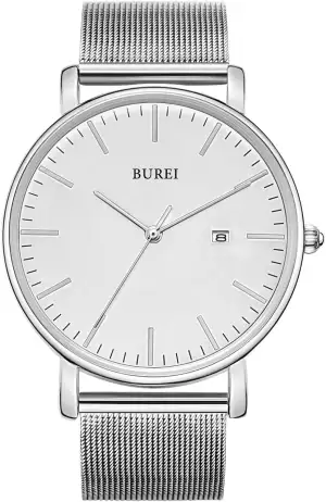 BUREI Herrenuhr, Minimalistisch Analog Quarz Uhr Wasserdicht Ultradünne Herrenuh