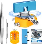JOREST Uhr Batteriewechsel Werkzeug, Uhrenwerkzeug Gehäuseöffner dient zum Drehen des geöffneten Uhrendeckels, Uhren Gehäusebodenöffner, halterung, Pinzette, Anweisung