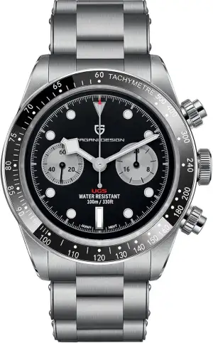 Pagani Design Herren-Armbanduhr Saphir Sport Quarzuhr Edelstahl Herren Wasserdic