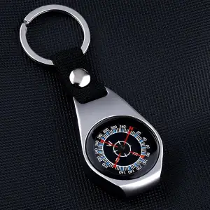 Kompass Wegweiser-Schlüsselanhänger aus Aluminium – Wasserdichter Taschenkompass