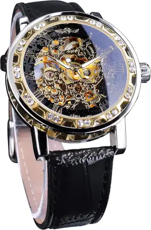 FORSINING Gewinner Retro Manuelle mechanische Skelett Uhr mit Diamantschnitzen B