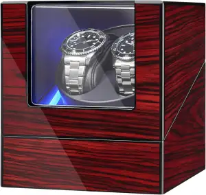 ANWBROAD Automatik Uhrenbeweger 2 Uhren,Automatic Watch Winder,Uhrendreher mit L
