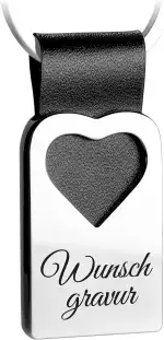 FABACH Herz Schlüsselanhänger mit Wunschgravur aus Leder - Personalisierter Schlüsselanhänger Gravur - Geschenk Schlüsselanhänger personalisiert Liebe Partner - Wunschtext individuell graviert