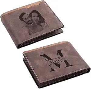 Easycosy Männer Papa, Personalisierte Geldbörse Herren mit Foto & Namen - Leder 