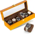 NOVARIUM – Premium Uhrenbox aus massivem Holz mit Echtglas – Edle Uhrenaufbewahrung für Uhren & Schmuck mit flexiblen Trennwänden