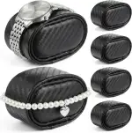 Hemobllo 6er Set Uhrenbeweger-Kissen, Ersatz Uhrenkissen aus PU-Leder mit Carbon-Design, Weiches Display-Kissen für Uhrenbox, Uhrenbeweger & Vitrine, Uhrenaufbewahrung Schwarz, 6.8x4.5x3cm