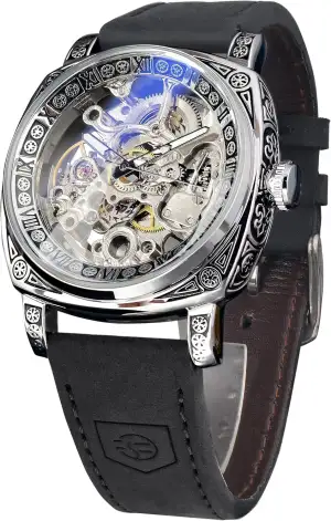 FORSINING Fancy Uhren für Männer, quadratische Retro mechanische Uhr Self-Wind g