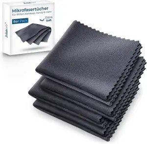 Zrilubkrelz® 8 Brillenputztücher in Optikerqualität - 20 x 20cm - Mikrofaser - E
