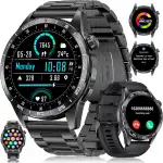 LIGE Smartwatch Herren mit Telefonfunktion/400mAh Lange Akkulaufzeit für Android iOS,1.43'' Amoled Display,110+ Sportmodi,Bluetooth-Anrufe,IP68 Wasserdicht Fitnessuhr mit Herzfrequenz, Schlafmonitor