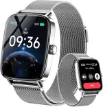 Gydom Smartwatch Herren mit Telefonfunktion 1.85" HD Damen Metall Fitnessuhr Fitness Tracker Herzfrequenz/SpO2/Schlaf/IP68 Wasserdicht Sportuhr Schrittzähler Uhr für Android iOS Silver