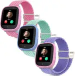 3 Stück Magnetisches Flechtband Armbänder kompatibel mit Xplora X6 Armband, Weich Verstellbare Ersatzbänder für Xplora X6 Play/Pro/Gen 2/Anio6 Kinder Mädchen Jungen-Rosa+Grün+Lavendel